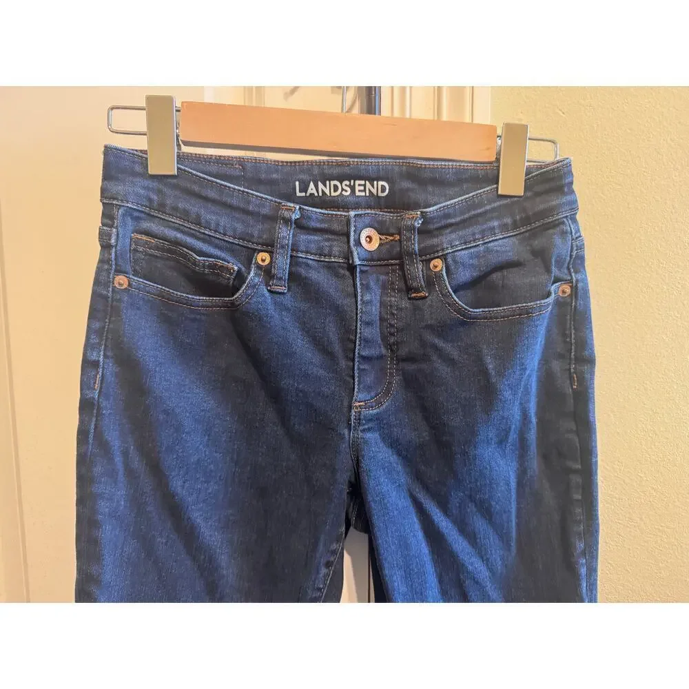 Lands' End Women's Mid Rise Straight Leg Blue Jeans Sz 2